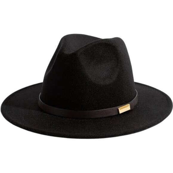 Fedora Hats for Men Wide Brim Panama Hat with Classic Belt - Picture 1 of 5